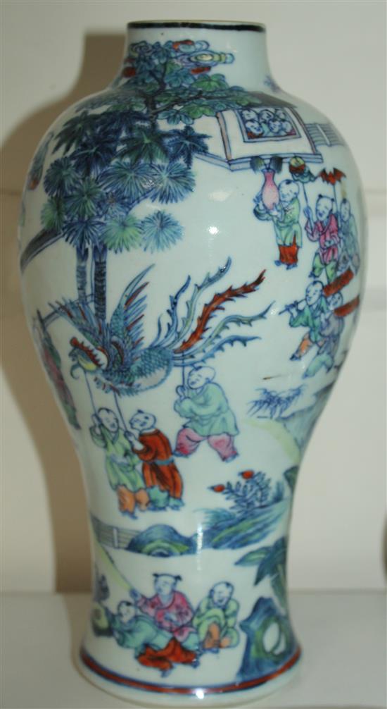 A Chinese Hundred Boys baluster vase, 18th century, 23.5cm